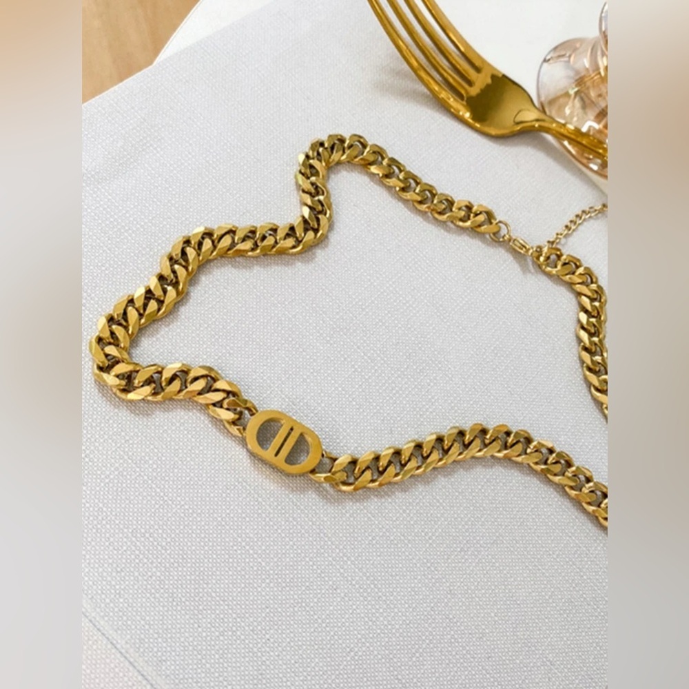 Gold Plated Stainless Steel Chain Necklace - Picture 2 of 4
